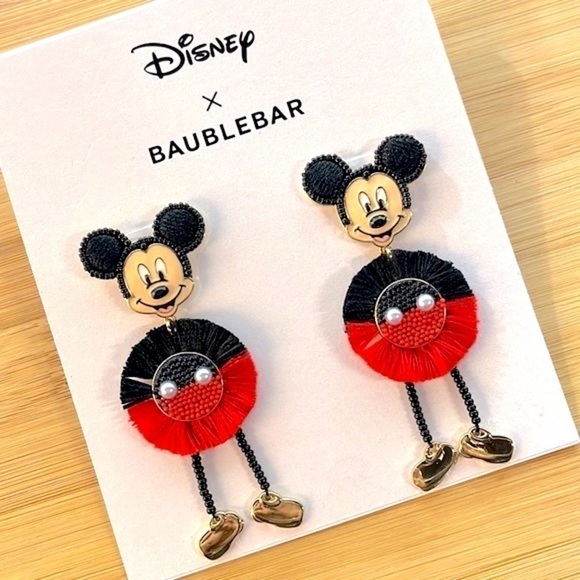 Brand New Disney x BaubleBar Mickey Mouse Beaded Drop Earrings - Picture 4 of 15